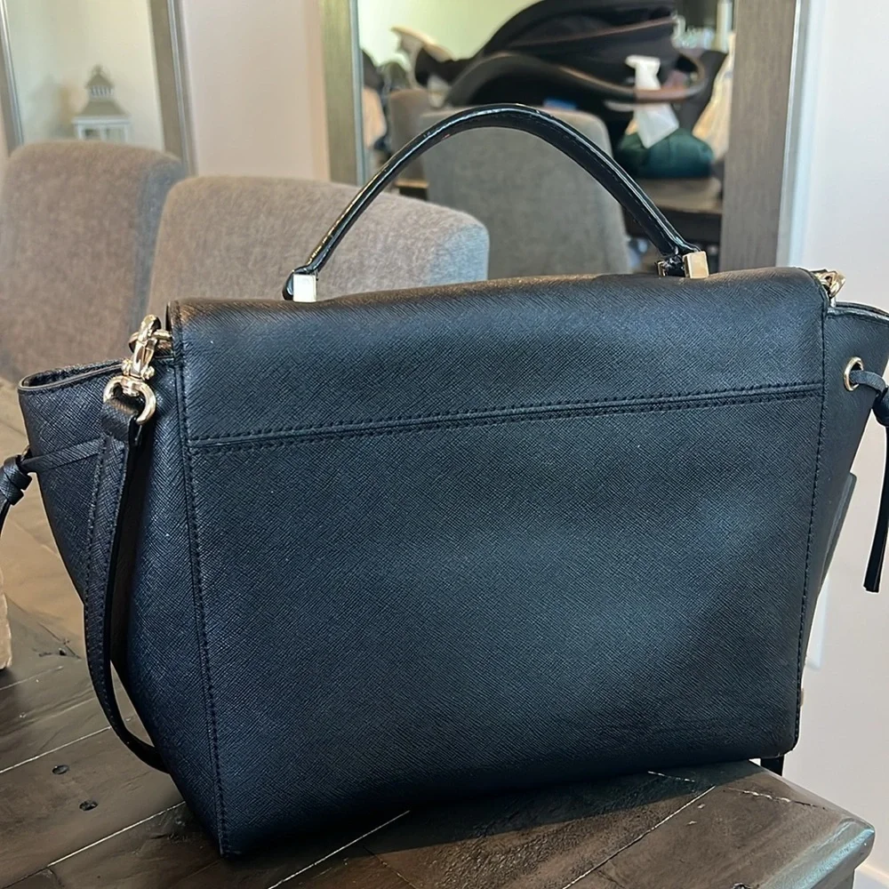 Kate Spade Lilah Shoulder Bag Laurel Way Black Satchel Purse Handbag Leather